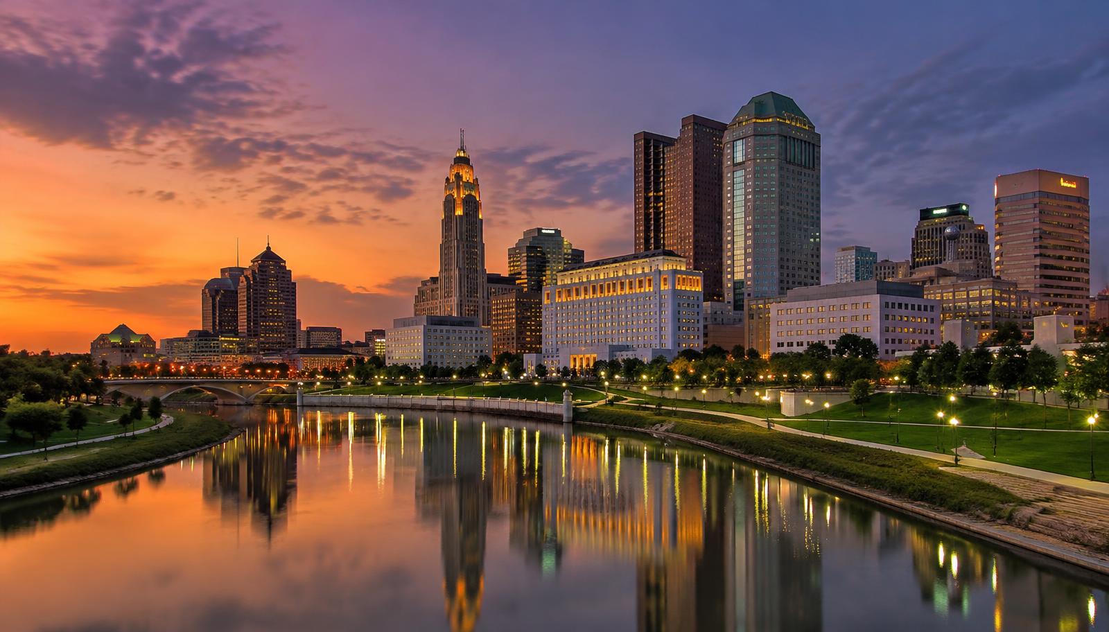 Columbus skyline over the Scioto River