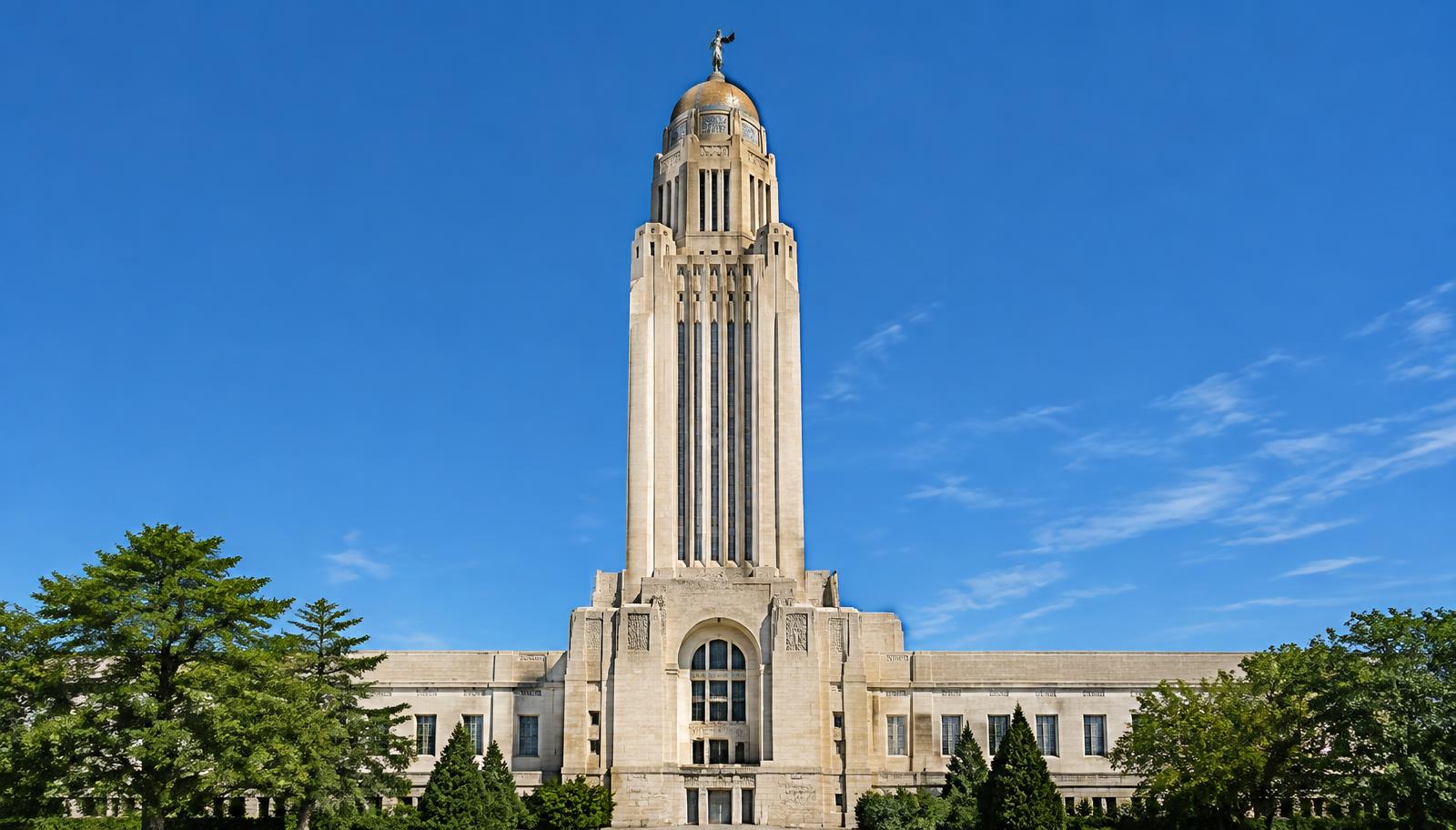 Nebraska State Capitol tower in Lincoln