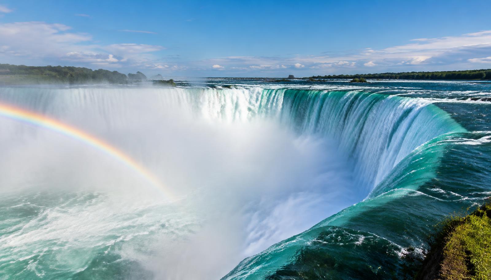 Niagara Falls with a rainbow in the mist